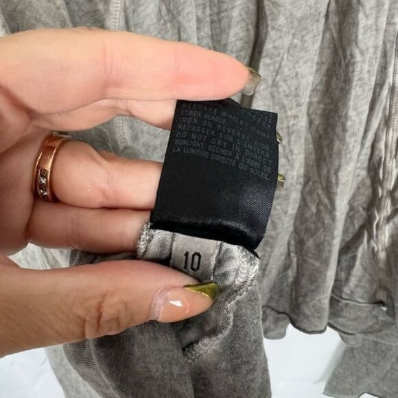 ALL SAINTS Asymmetrical Oversized Distressed Lagenlook Tee in Grey Size 6 - Picture 9 of 13